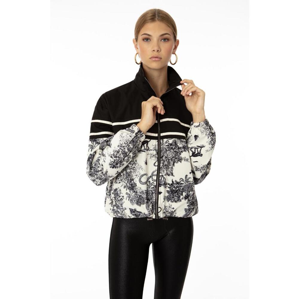 EllandEmm J'adore Windbreaker Zip-Up Jacket Animal Print and Striped Design